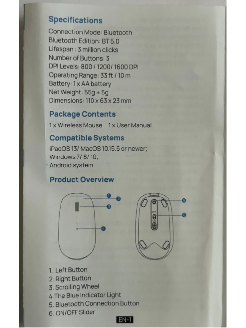 Silver Wireless Keyboard and Mouse Omoton Bluetooth New Battery Operated